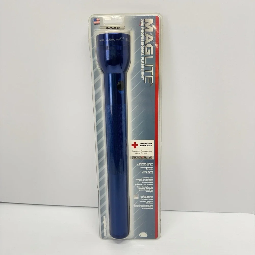 Maglite 4 D-Cell Flashlight - S4D116 Blue Made In USA Emergency Preparedness NEW